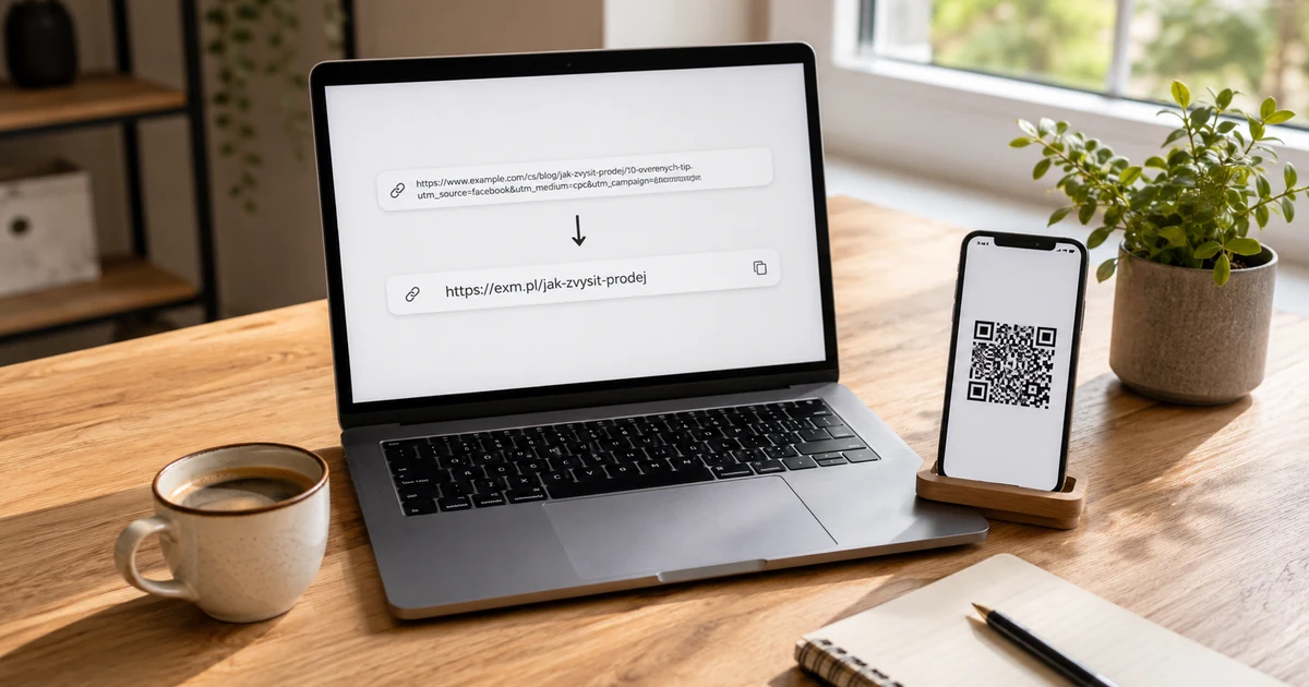 Zkrácení dlouhé URL na krátký odkaz a QR kód na stole — alternativa k Bitly
