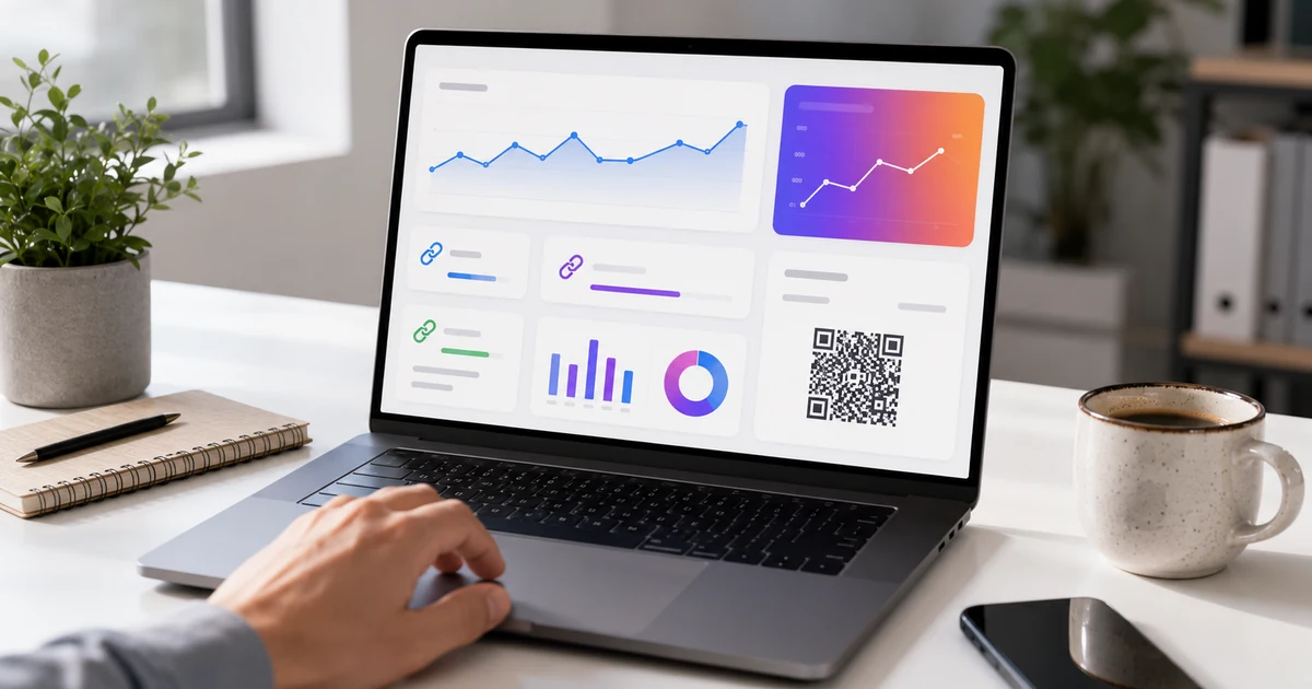 Dashboard rdy.cz spojující zkracovač odkazů, QR kódy, link in bio, UTM Builder a statistiky na jednom místě